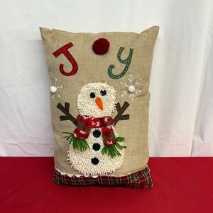 Festive Snowman Holiday Pillow 17x11x5